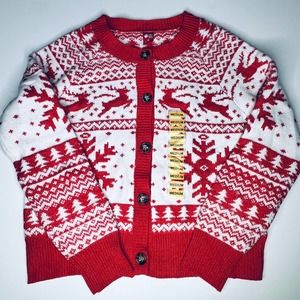 Dec 25th Red White Button Down Cardigan New M